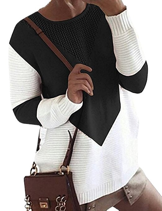 Damen Strickpullover mit modernen Farbkombinationen und luftigem Design R&B
