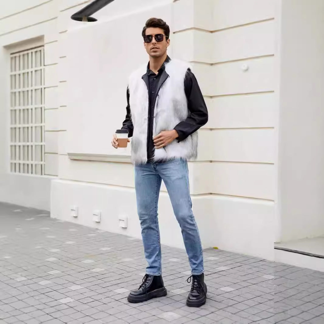Herren Modische Kunstpelz-Weste R&B