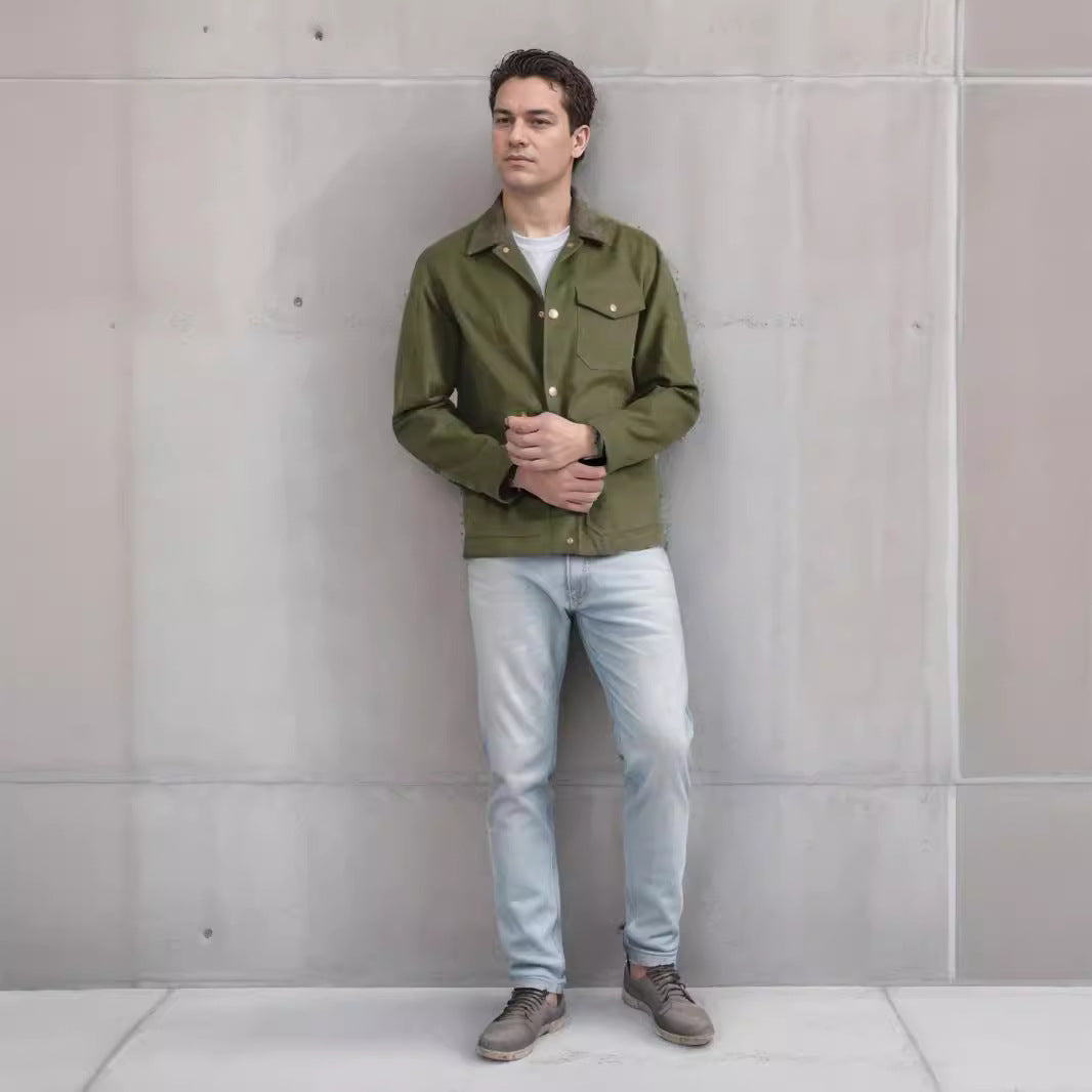 Herren Suedejacke mit modischem Design und praktischen Taschen R&B