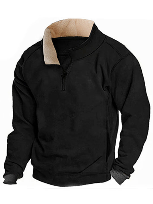 Herren Fleece Sweatshirt mit Stehkragen R&B