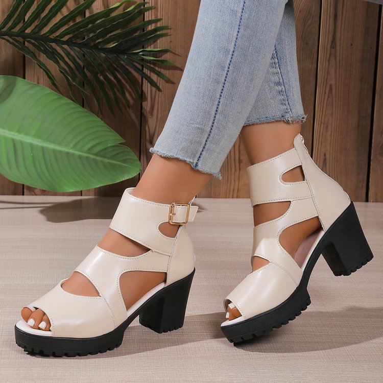 Damen Offene High-Heel Sandalen mit modischen Riemen R&B