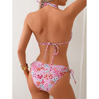 Damen Triangel-Bikini mit verstellbaren Trägern und floralen Akzenten R&B