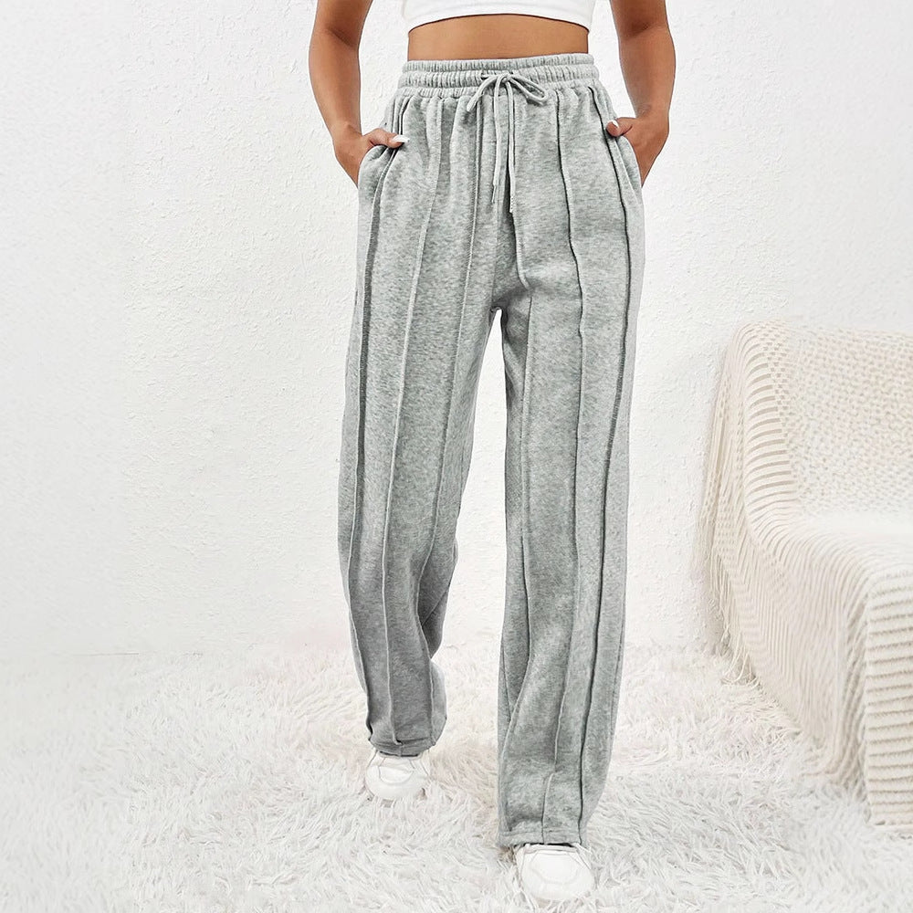 Damen lässige Plissee-Hose mit elastischem Bund EB