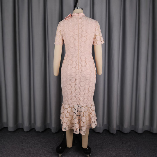 Damen Elegantes Spitzenkleid mit Rüschensaum R&B