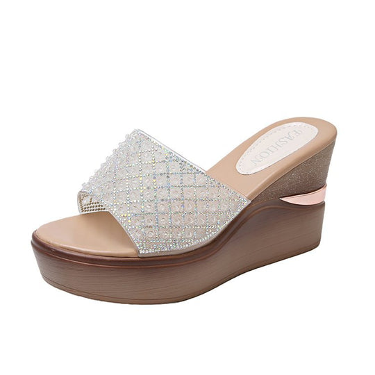 Damen glamouröse Plateausandalen mit zierlicher Strassverzierung R&B