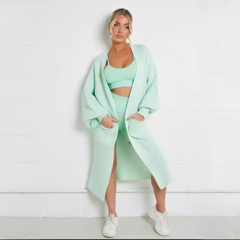 Damen Langstrickjacke mit grober Maschenstruktur und praktischen Taschen R&B