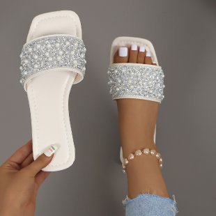 Damen Glitzernde Slipper mit funkelnden Strass-Applikationen R&B