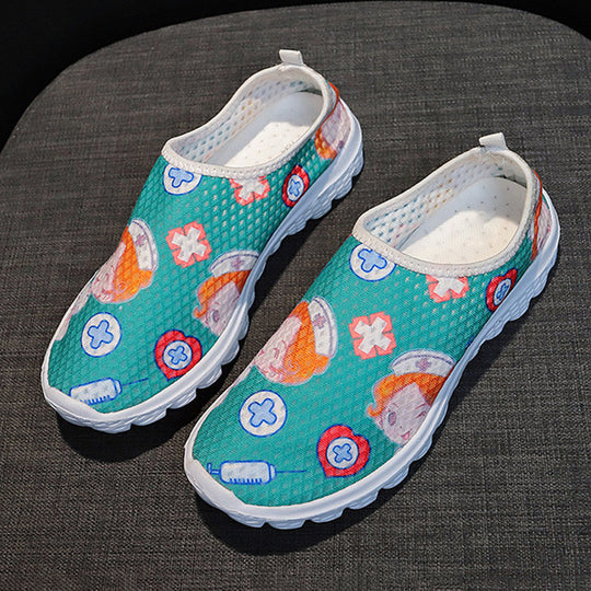 Damen Slip-On Freizeitschuhe mit farbenfrohem Design und atmungsaktiver Oberseite R&B