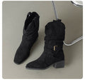 Damen Stiefeletten im Western-Stil mit modischem Riemen und Blockabsatz R&B
