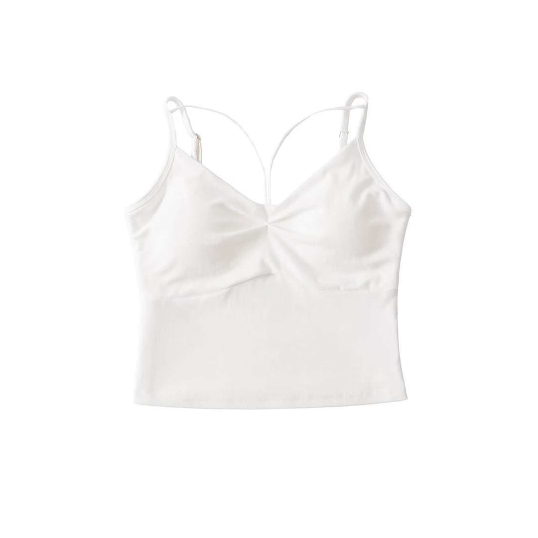 Damen elegantes Crop-Top mit verstellbaren Spaghetti-Trägern R&B