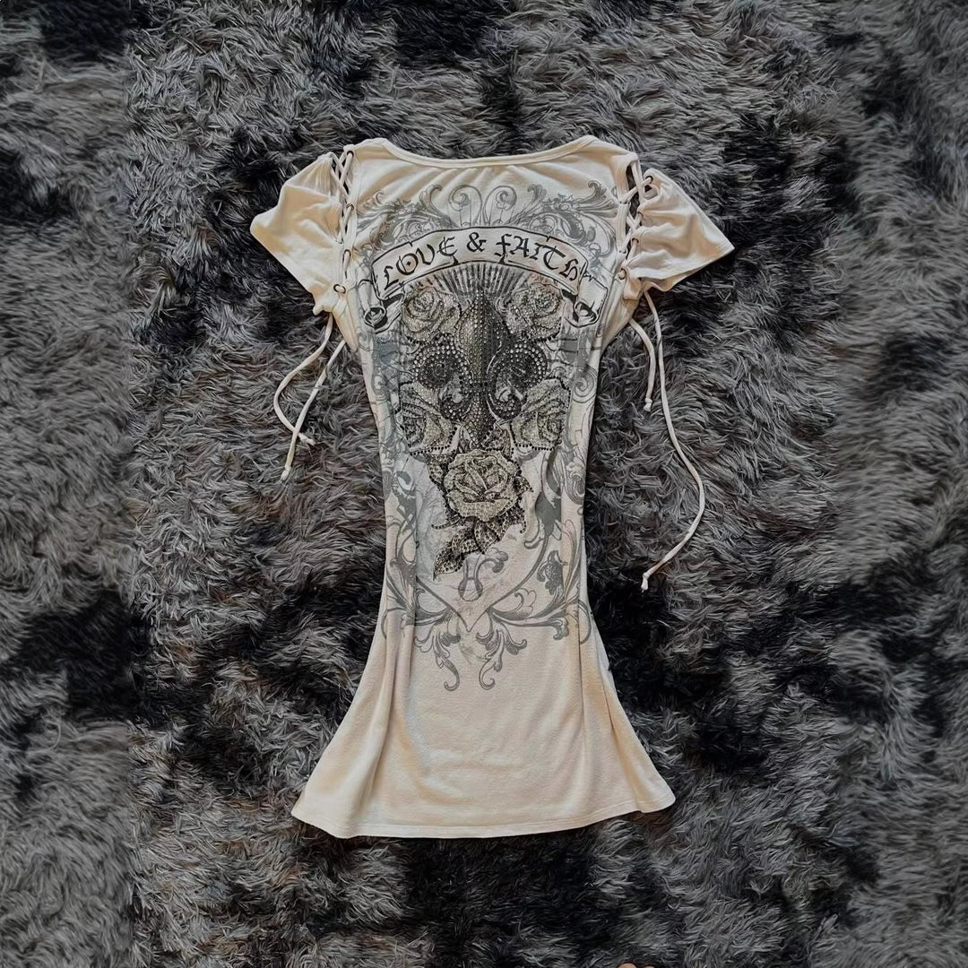 Damen Elegantes T-Shirt mit dekorativen Schnürdetails R&B