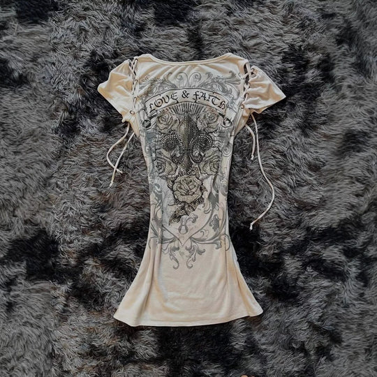 Damen Elegantes T-Shirt mit dekorativen Schnürdetails R&B
