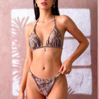 Damen Triangel-Bikini mit floralen Mustern und verstellbaren Bändern R&B
