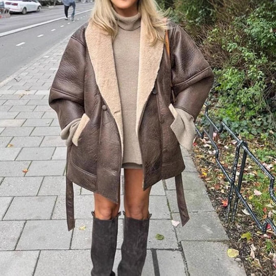 Damen Lässige jacke mit weichem Futter und praktischen Taschen R&B
