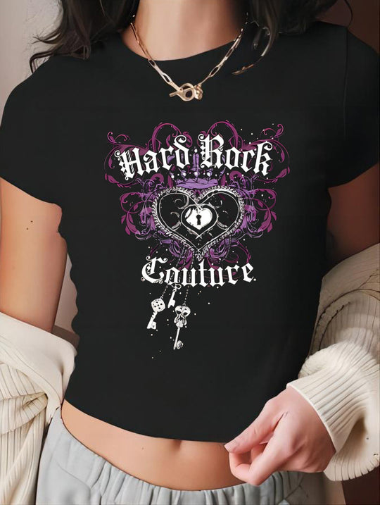 Damen Crop-T-Shirt mit künstlerischem Blutdruck-Design R&B