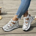 Damen Sportliche Sneaker mit floralem Cut-Out-Design und rutschfester Sohle R&B
