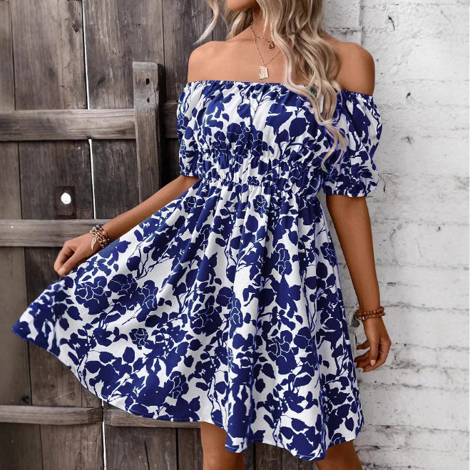 Damen Off-Shoulder Blusenkleid mit floralen Akzenten R&B