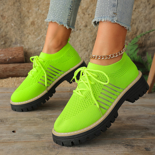 Damen Komfortable Schnür-Sneaker aus atmungsaktivem Netzmaterial mit modischem Profil R&B