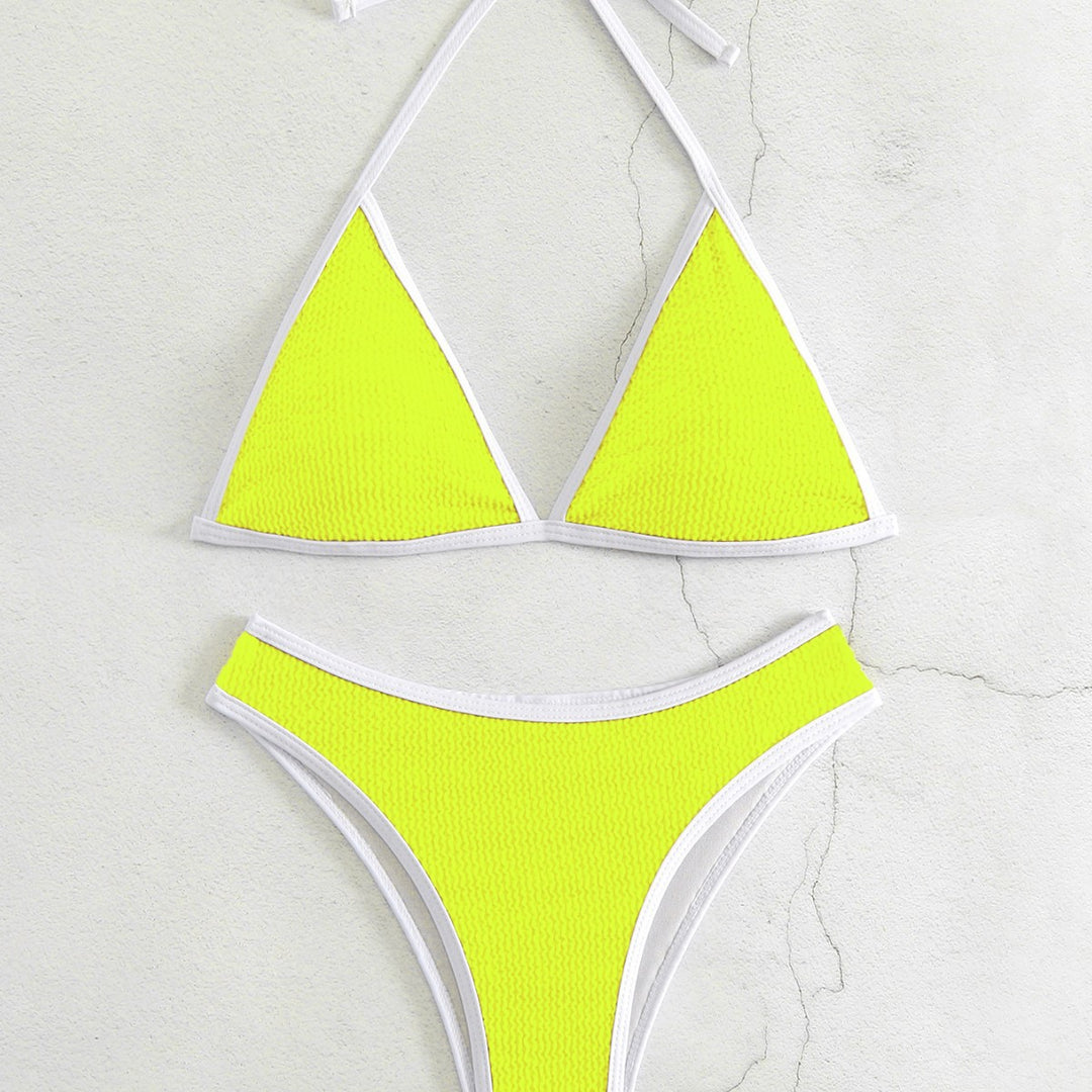 Damen Triangel-Bikini-Set mit kontrastierenden Borten R&B