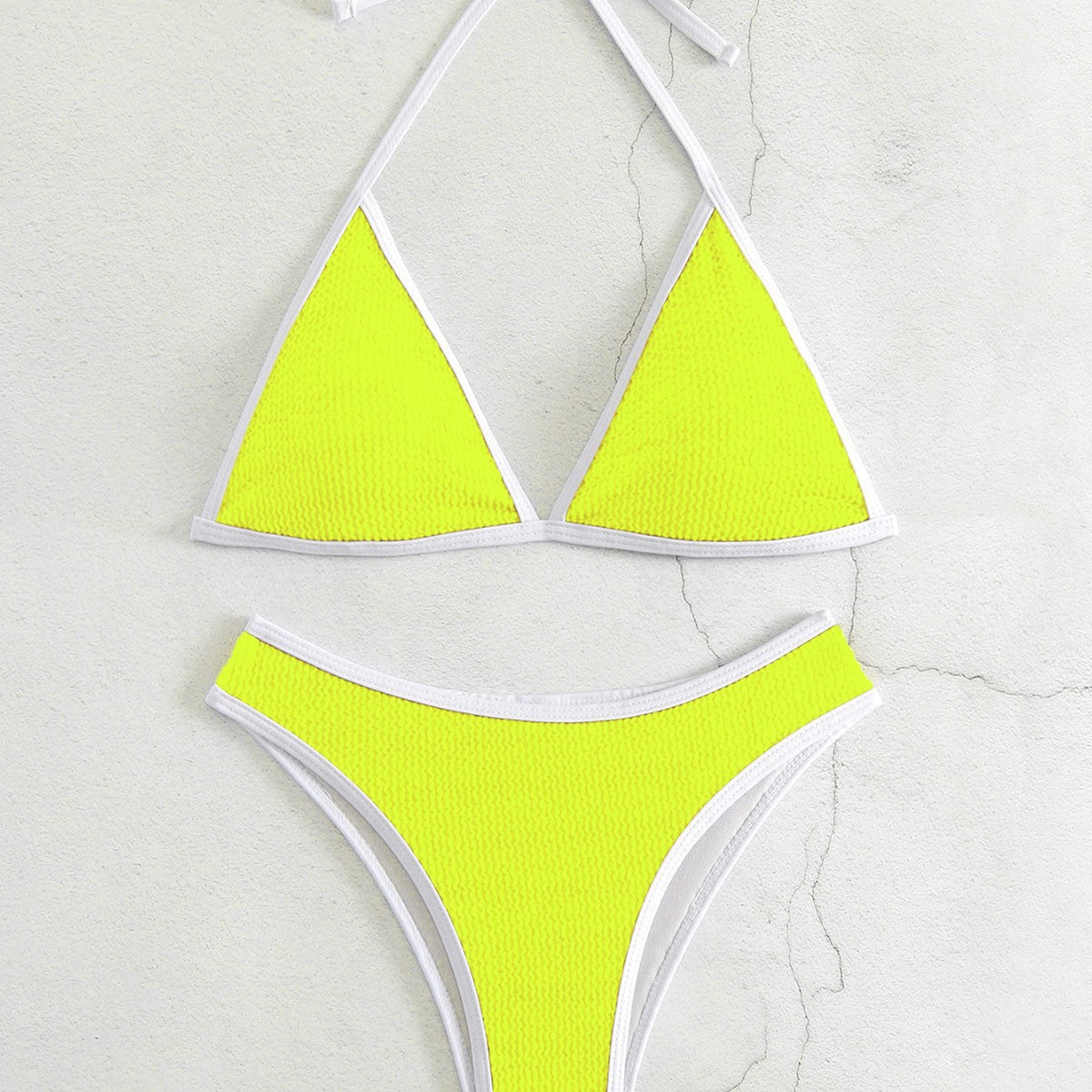 Damen Triangel-Bikini-Set mit kontrastierenden Borten R&B