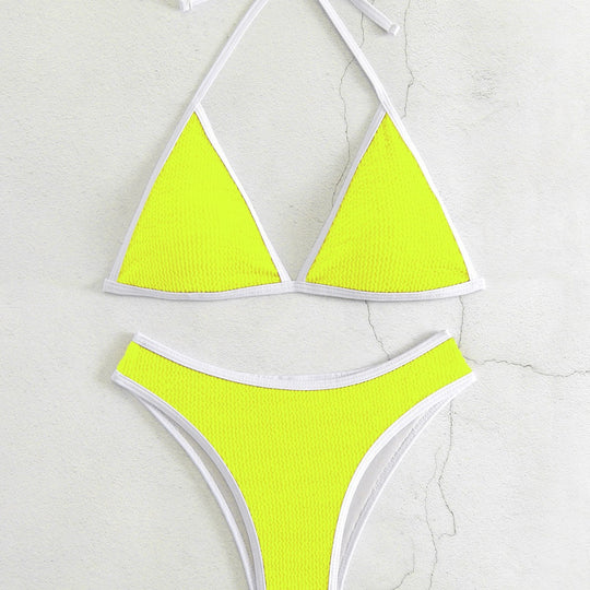 Damen Triangel-Bikini-Set mit kontrastierenden Borten R&B