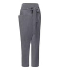 Damen nan Wickelhose aus Leinenmix mit hohem Taillenbund, überlappender Vorderseite und großzügiger Eingrifftasche R&B