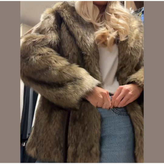 Damen kuschelige Kunstfelljacke R&B