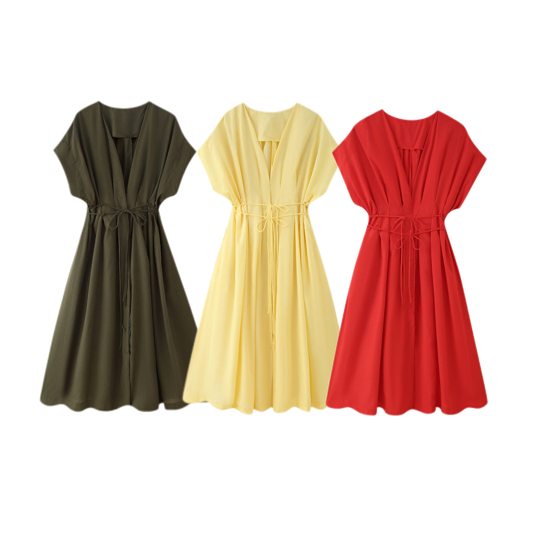 Damen Midikleid mit eleganter Wickeloptik und fließendem Schnitt R&B
