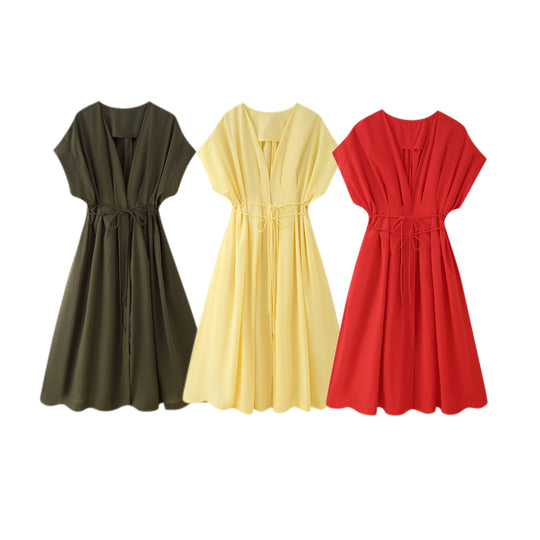 Damen Midikleid mit eleganter Wickeloptik und fließendem Schnitt R&B