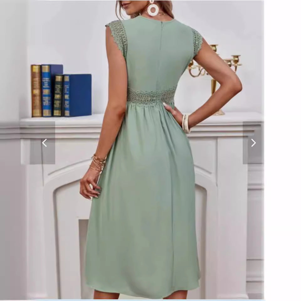 Damen Kleid mit Spitzendetails und lockerer Passform R&B