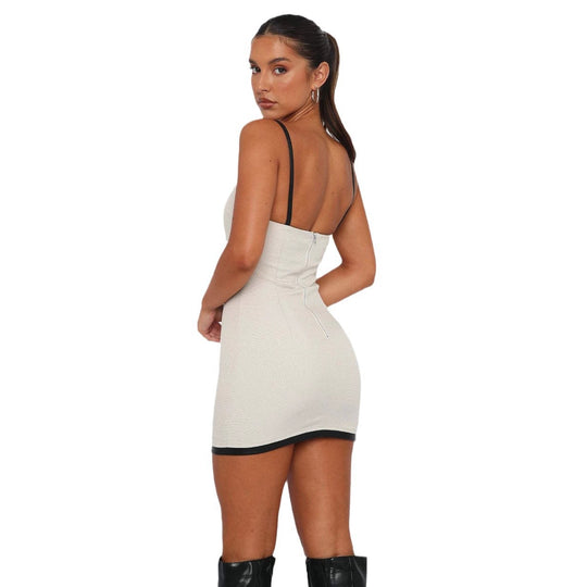 Damen figurbetontes Minikleid mit schmalen Trägern und eleganter Raffungsoptik R&B