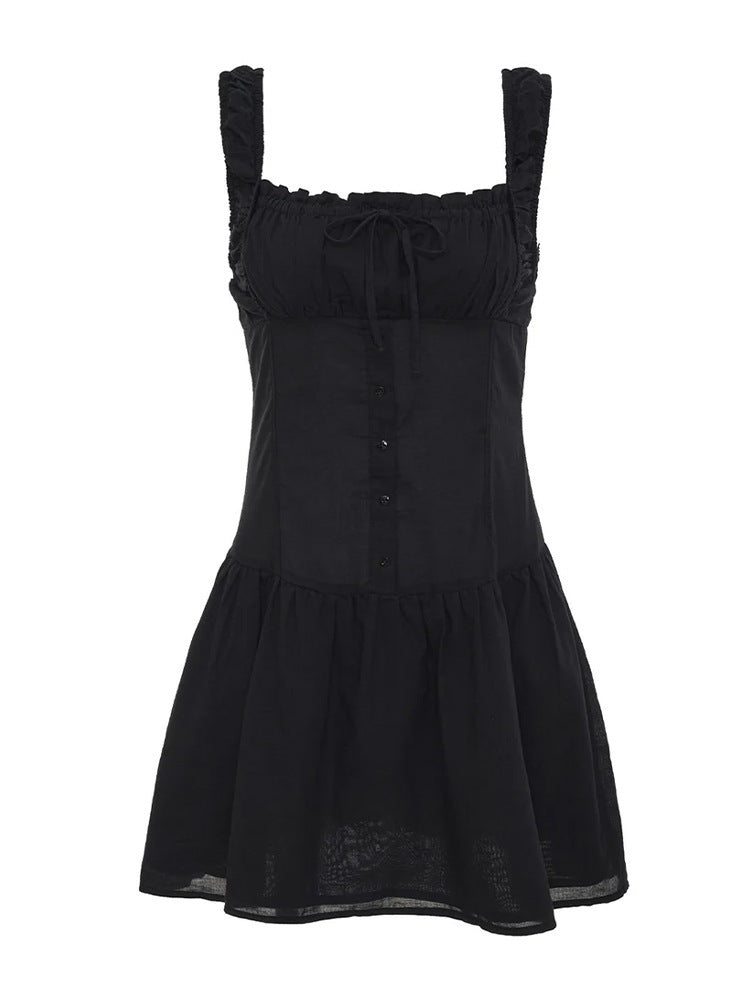 Damen Minikleid mit Rüschendetails und dekorativem Knoten R&B