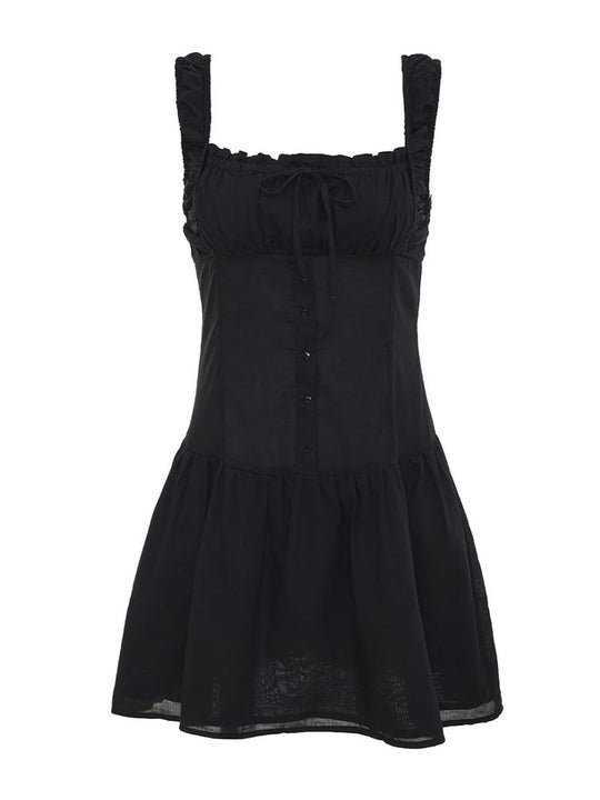 Damen Minikleid mit Rüschendetails und dekorativem Knoten R&B