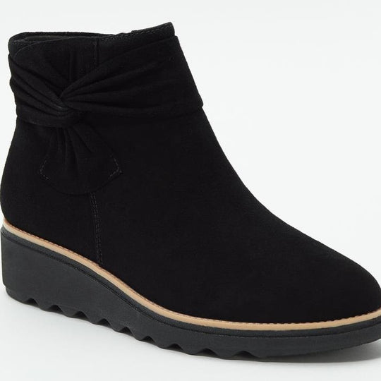 Damen Wedge-Stiefeletten mit geschmackvollem Falten-Design und rutschfester Sohle R&B