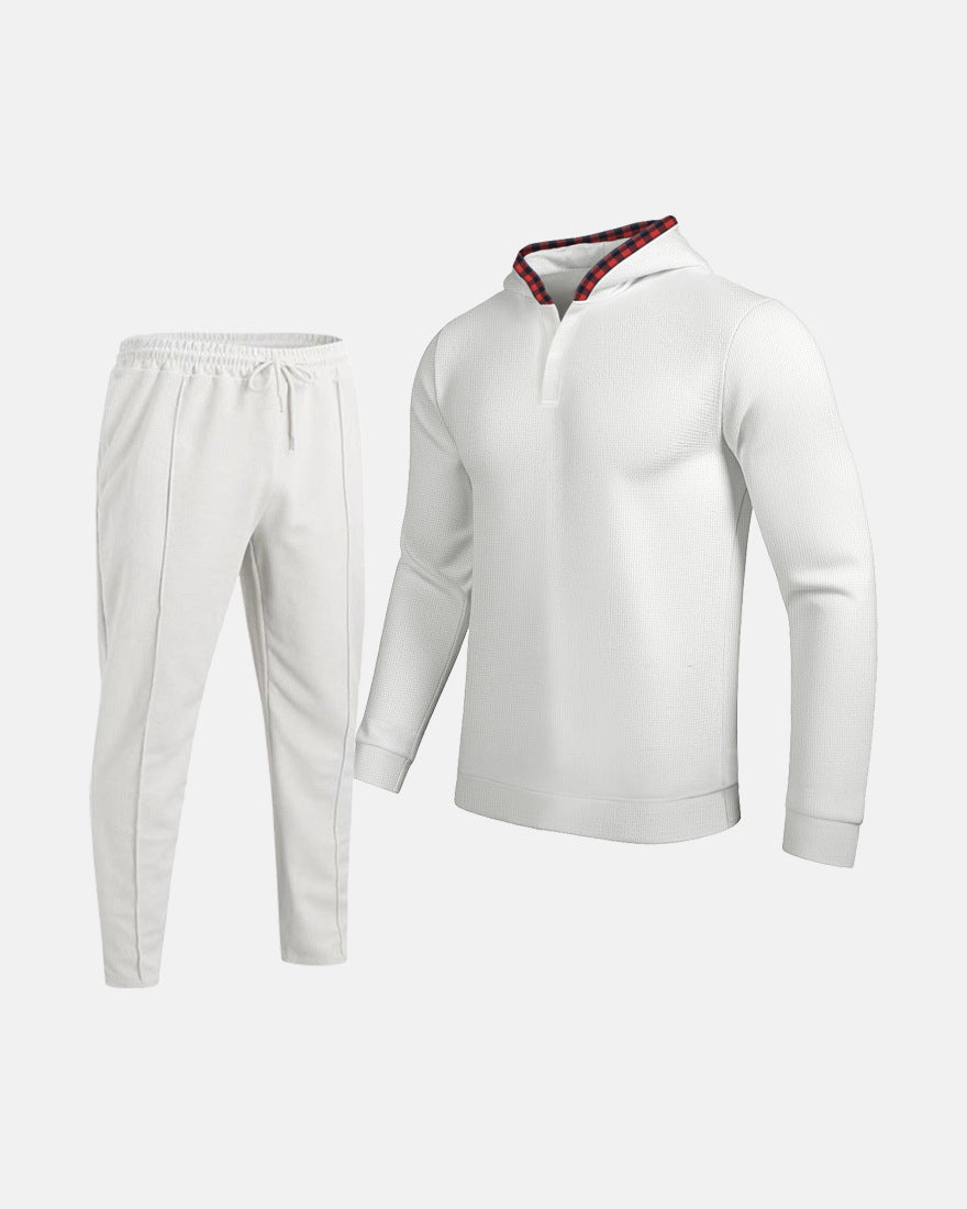 Herren Sportlicher Hoodie mit Karodetails und passtgenauen Jogginghose R&B