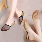 Damen Modische Mules mit Netzstruktur und Glitzer-Akzent R&B