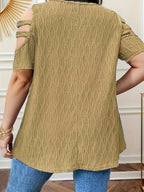 Damen elegantes Oberteil mit kreativem Reißverschluss und Cut-Out-Ärmeln R&B