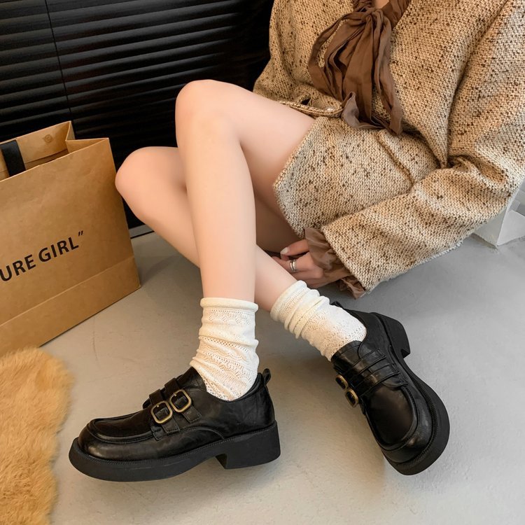 Damen Modische Schnürschuhe mit dekorativen Doppelschnallen R&B