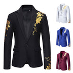 Herren eleganter Blazer mit floralem Goldmuster R&B