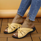 Damen modische Riemchensandalen mit luftiger Schnittführung und dekorativem Knoten R&B