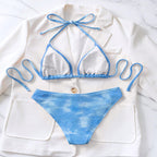 Damen Triangel-Bikini-Set mit hohem Beinausschnitt und verstellbaren Trägern R&B