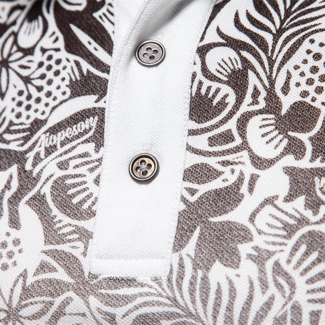 Herren Kurzarm Poloshirt mit floralen Mustern und modernen Designelementen