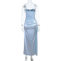 Damen Elegantes Satin-Maxikleid mit seitlichem Schlitz R&B