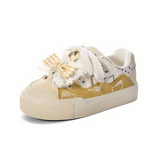 Damen Verspielte Sneakers mit Rüschendetail undem freundlichen Tiermotiven R&B
