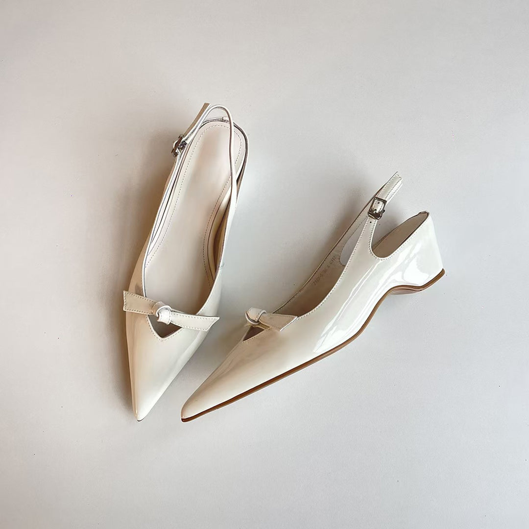 Damen Slingback-Pumps mit verspieltem Schleifendetail und glanzvoller Oberfläche R&B