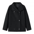 Damen Oversize Doppelreiher-Jacke mit elegantem Schalkragen und großen Knöpfen R&B