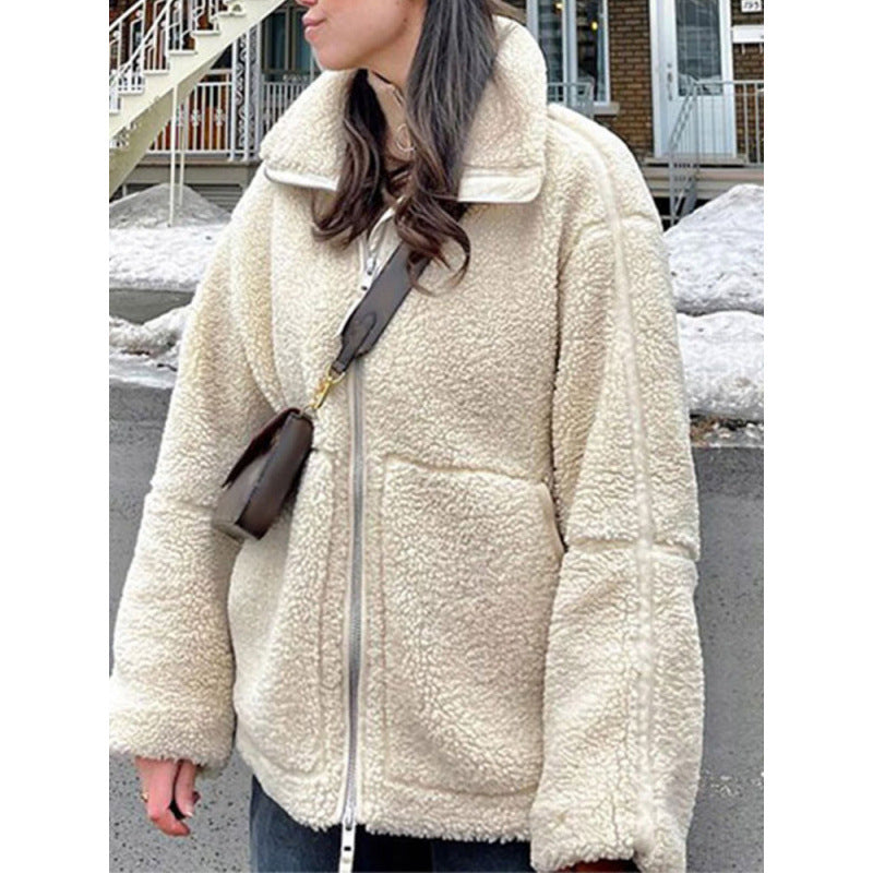 Damen Fleecejacke mit hochschließendem Kragen und Taschen R&B