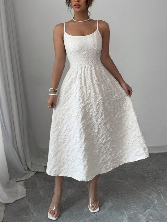 Damen Midikleid mit zarter Blumenstickerei R&B