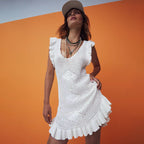 Damen Verspieltes Häkelkleid mit Rüschen R&B