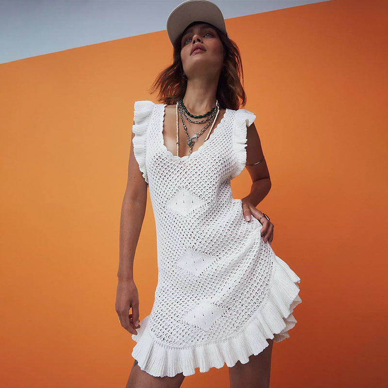Damen Verspieltes Häkelkleid mit Rüschen R&B